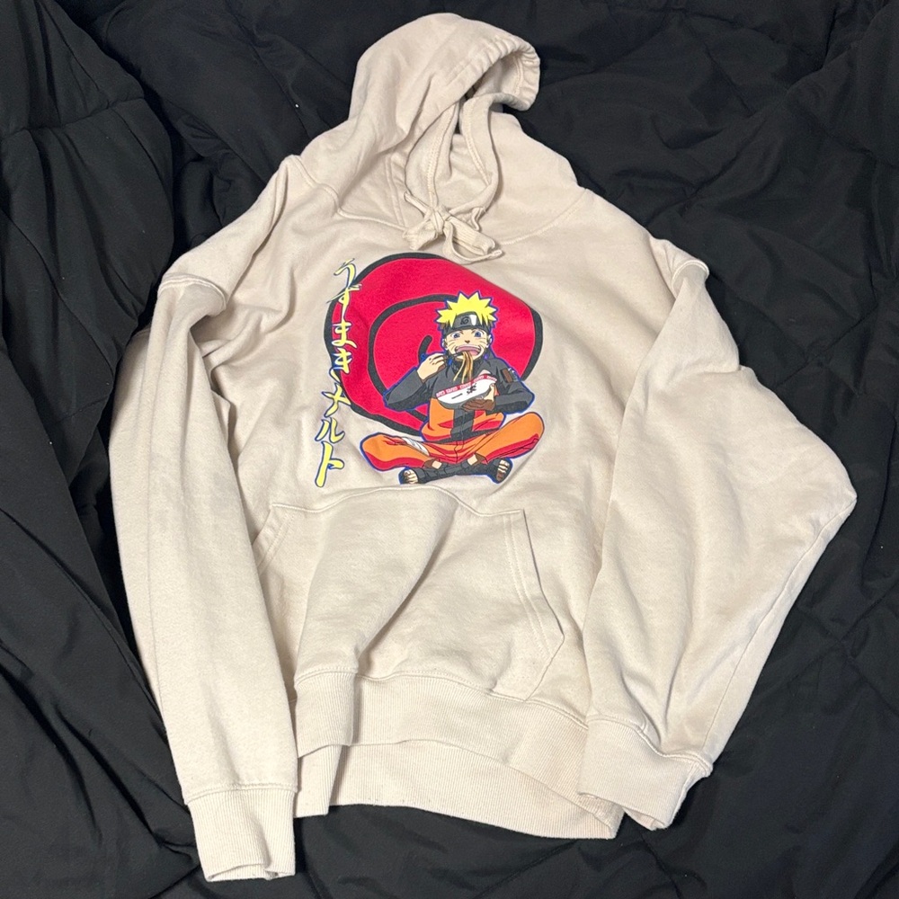 Anime Graphic Beige Hoodie